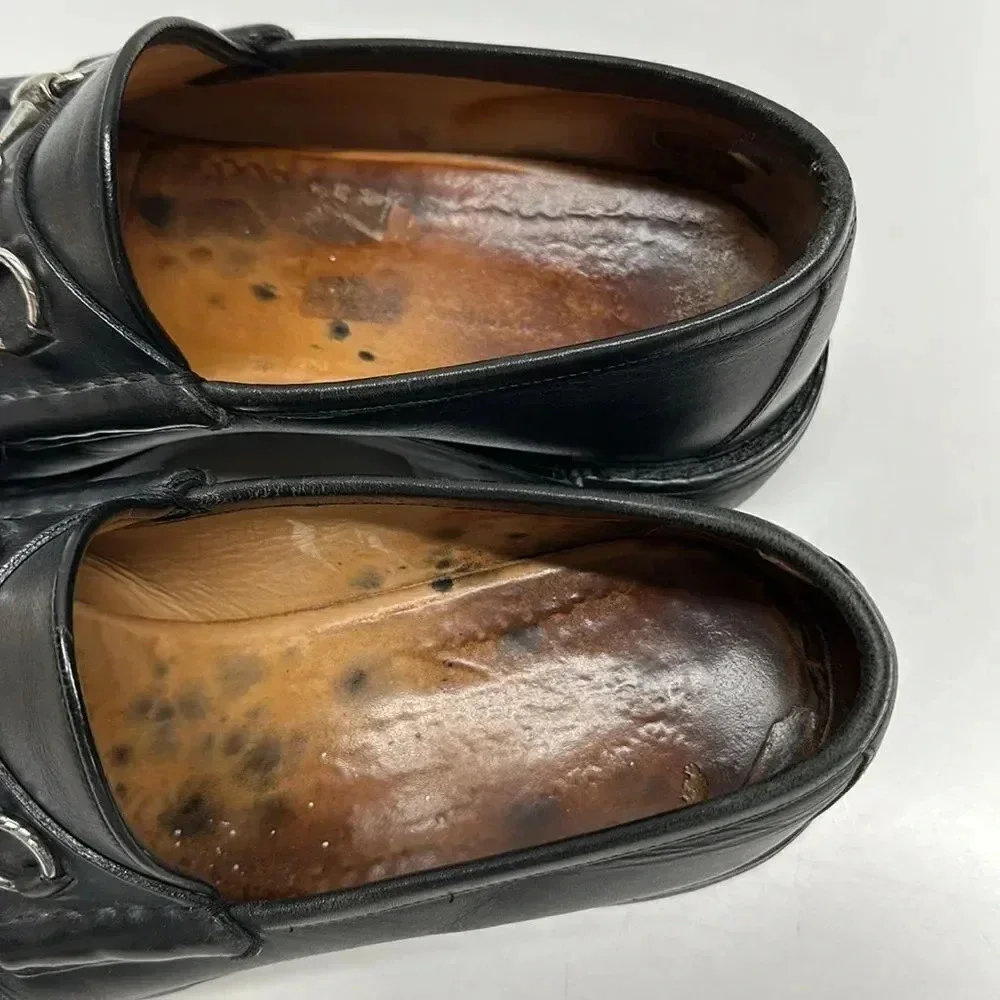Gucci Black Leather Horsebit Loafers